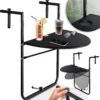KESSER® Balkonhängetisch Klappbar Balkontisch Zum Einhängen Balkon Hängetisch 3-fach Höhenverstellbarer Klapptisch Balkongeländer Wetterfest Mit 2x Getränkeplätze Tischplatte BxT: 62 X 60 Cm -Outsunny Geschäft 8600364700 23466 prod 001