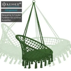KESSER Hängesessel 150kg Mit 2 Stahlringe Sitzpolster Geflochten Fransen Hängestuhl Hängekorb Schaukelkorb Garten Indoor Wetterfest , Wasserabweisend -Outsunny Geschäft 8600364700 23505 prod 003