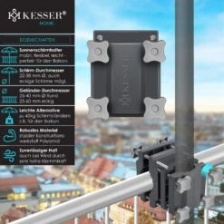 Alternative view of KESSER® Premium Sonnenschirmhalter Universal Balkongeländer - Schirmständer Für Eckige Und Runde Schirme | Balkon Terrasse Sonnenschirm Halterung Hohe Flexibilität | Starke Klemmkraft