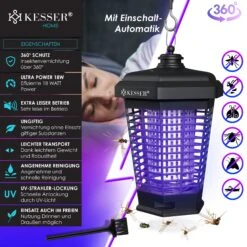 KESSER® Elektrischer Insektenvernichter 18W Insektenfalle Elektrisch 360° Mit UV-Lampe Mückenlampe Fliegenfänger Fliegenfalle Inkl. Insektenfeger Insektenkiller Für Innenräume & Außen Garten Terrasse -Outsunny Geschäft 8600364700 23917 prod 002