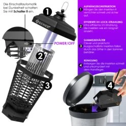 KESSER® Elektrischer Insektenvernichter 18W Insektenfalle Elektrisch 360° Mit UV-Lampe Mückenlampe Fliegenfänger Fliegenfalle Inkl. Insektenfeger Insektenkiller Für Innenräume & Außen Garten Terrasse -Outsunny Geschäft 8600364700 23917 prod 005