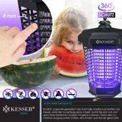 KESSER® Elektrischer Insektenvernichter 18W Insektenfalle Elektrisch 360° Mit UV-Lampe Mückenlampe Fliegenfänger Fliegenfalle Inkl. Insektenfeger Insektenkiller Für Innenräume & Außen Garten Terrasse -Outsunny Geschäft 8600364700 23917 prod 006