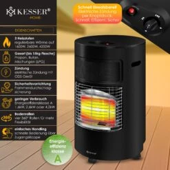 KESSER® Gasheizer Keramik 4200 Watt Gas Heizstrahler Inkl. Gasdruckregler Gasschlauch - Gasheizofen Inkl. Schutzhülle Gasheizgerät, Infrarot Keramikbrenner, Butan- Oder Propangasflaschen -Outsunny Geschäft 8600364700 24016 prod 002