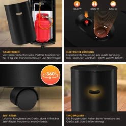 KESSER® Gasheizer Keramik 4200 Watt Gas Heizstrahler Inkl. Gasdruckregler Gasschlauch - Gasheizofen Inkl. Schutzhülle Gasheizgerät, Infrarot Keramikbrenner, Butan- Oder Propangasflaschen -Outsunny Geschäft 8600364700 24016 prod 004