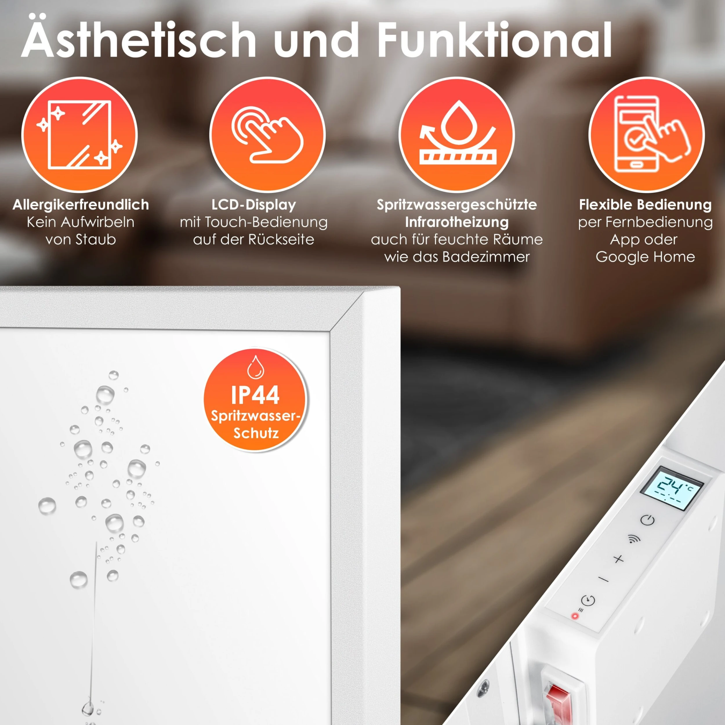 KESSER® Infrarotheizung Energiesparend Infrarot 2in1 Standgerät & Wandmontage Elektroheizung Mit Fernbedienung Thermostat & App-Steuerung Timer Elektrisch Heizpaneel Heizung Konvektor Standfüße 5 KESSER® Infrarotheizung Energiesparend Infrarot 2in1 Standgerät & Wandmontage Elektroheizung Mit Fernbedienung Thermostat & App-Steuerung Timer Elektrisch Heizpaneel Heizung Konvektor Standfüße – Bild 3