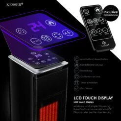 KESSER® Turmheizstrahler Heizstrahler Standheizstrahler Infrarot Mit Fernbedienung Timer Kamineffekt, Heizung Turm-Keramik-Heizer Heizlüfter Heizgerät Kamin Standheizung Mit Oszillationsfunktion -Outsunny Geschäft 8600364700 24168 prod 004