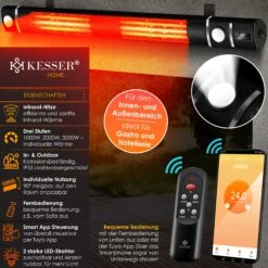 KESSER® Infrarot Heizstrahler 3000W IR-Gastro-Bar Inkl. LED Licht Terrassenstrahler Mit WiFi & Fernbedienung Inkl. Schutzhülle Infrarotstrahler Quarzstrahler Terrassenheizer Wand-Heizstrahler -Outsunny Geschäft 8600364700 24172 prod 002
