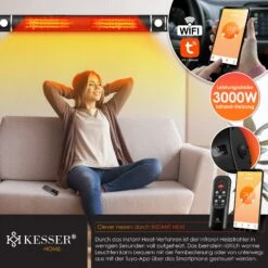 KESSER® Infrarot Heizstrahler 3000W IR-Gastro-Bar Inkl. LED Licht Terrassenstrahler Mit WiFi & Fernbedienung Inkl. Schutzhülle Infrarotstrahler Quarzstrahler Terrassenheizer Wand-Heizstrahler -Outsunny Geschäft 8600364700 24172 prod 006