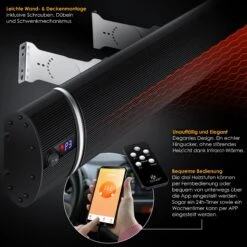 KESSER® Dunkelheizstrahler Heizstrahler Mit Fernbedienung & WiFi APP Terrassenheizer Infrarot-Heizstrahler Wand-Heizstrahler Schwarzstrahler Quarzstrahler Terrassenstrahler Balkonheizer Timer -Outsunny Geschäft 8600364700 24187 prod 004