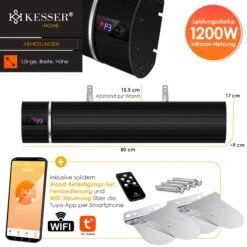KESSER® Dunkelheizstrahler Heizstrahler Mit Fernbedienung & WiFi APP Terrassenheizer Infrarot-Heizstrahler Wand-Heizstrahler Schwarzstrahler Quarzstrahler Terrassenstrahler Balkonheizer Timer -Outsunny Geschäft 8600364700 24187 prod 007