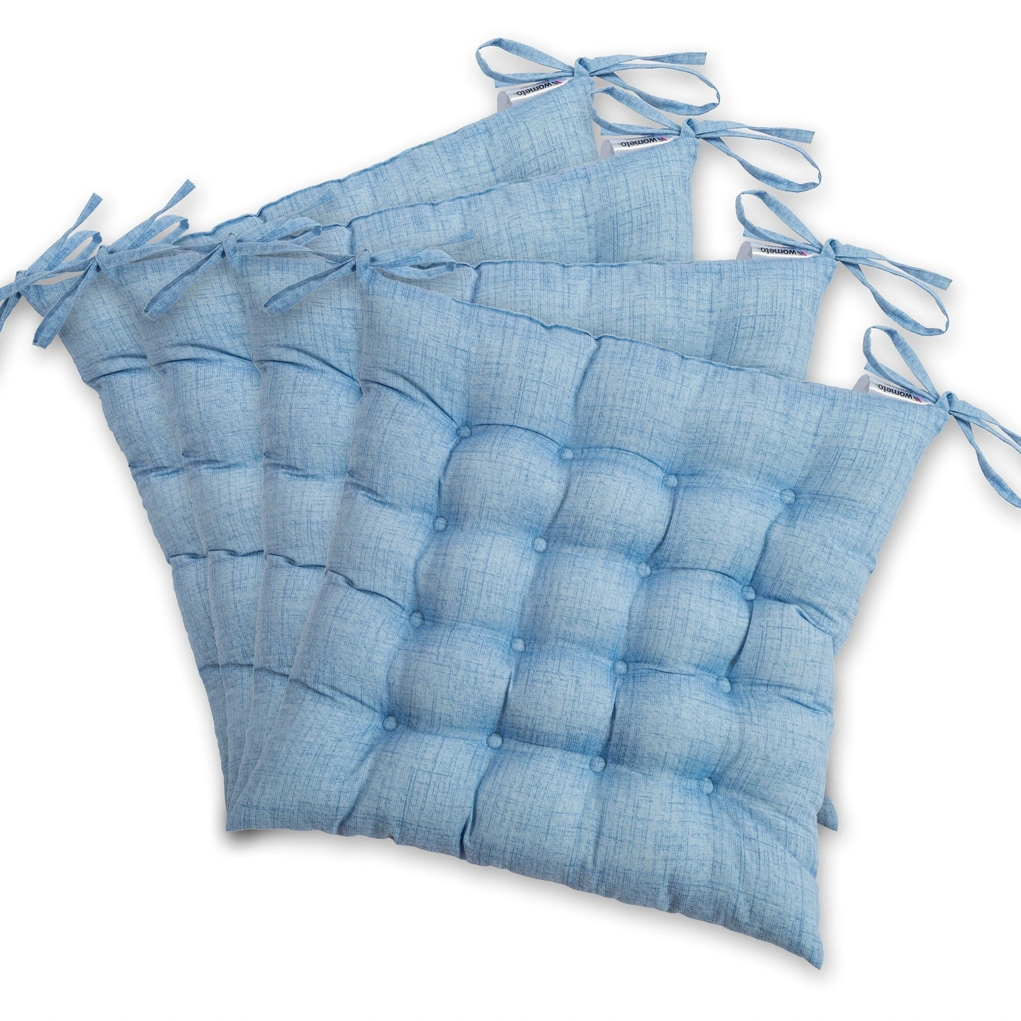 Wometo 4er Set Sitzkissen Prime Mit Bezug Aus 70% Baumwolle - (4er Set) Mit Premium-Steppung Und Bändern 4 Wometo 4er Set Sitzkissen Prime Mit Bezug Aus 70% Baumwolle - (4er Set) Mit Premium-Steppung Und Bändern – Bild 2